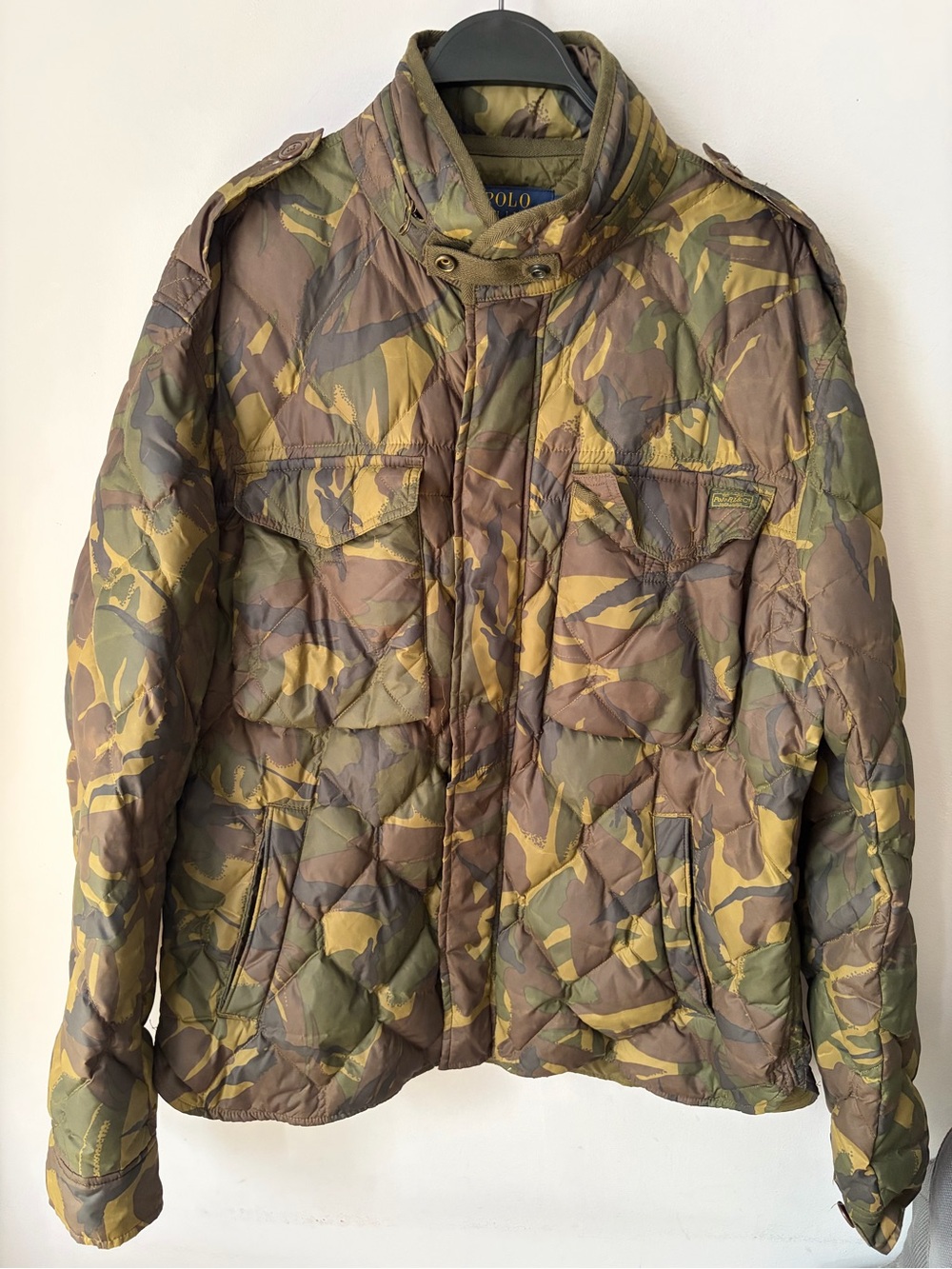 Polo Ralph Lauren Camo Puffer Down Jacket Hidden Hoodie